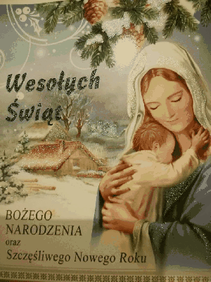 Kartka pocztowa Maryja z Jezusem na święta